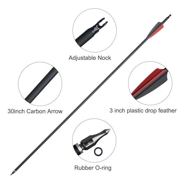 6 - 12pcs Carbon Arrows 31.5 inch ID 6.2mm 4